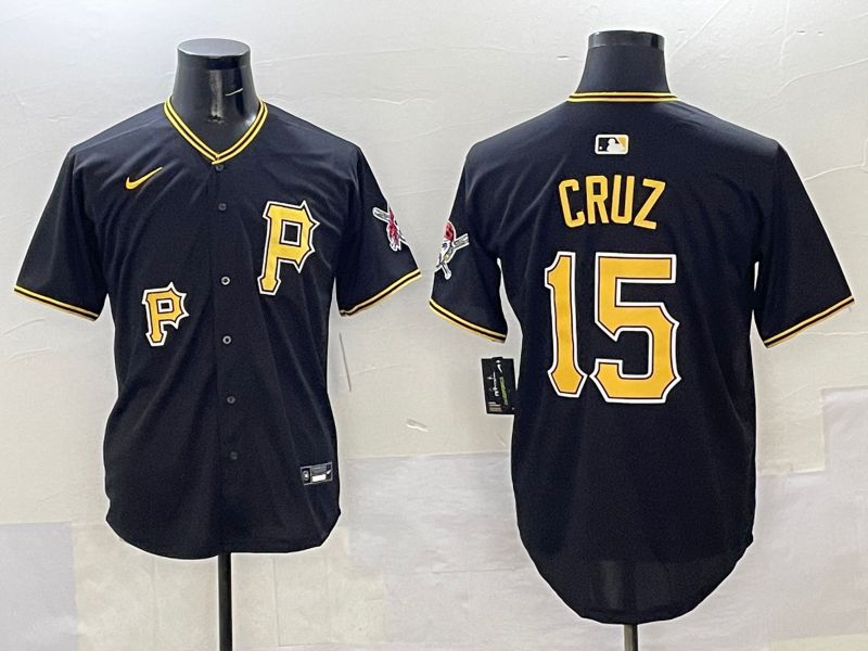 Men Pittsburgh Pirates 15 Cruz Black Game 2025 Nike MLB Jersey style 7